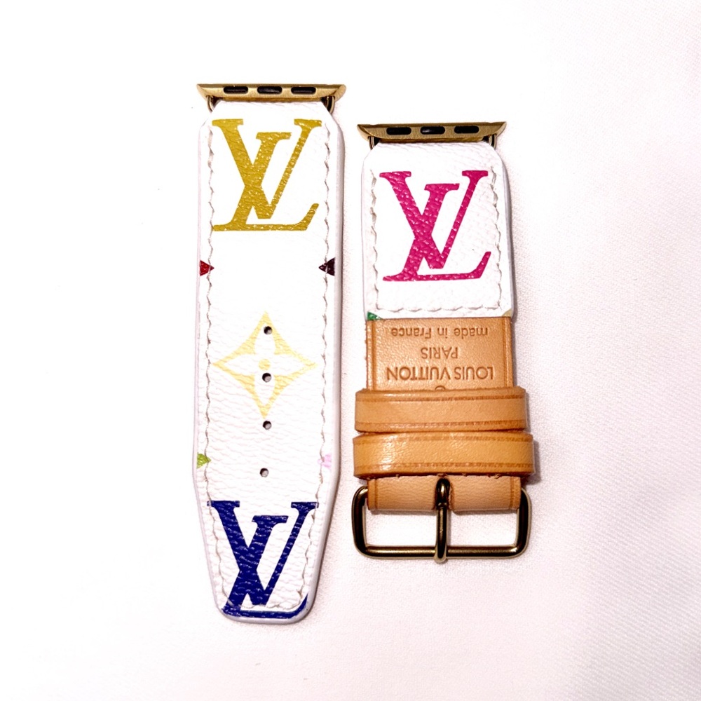 🩷🤍 Louis Vuitton Apple Watch band White multicolor Hand crafted ♻️ - Picture 7 of 15